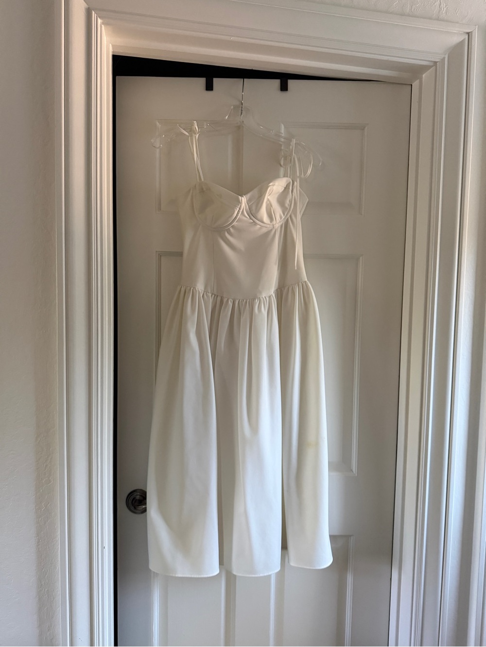 REVOLVE Cream Midi Dress with Bustier Bodice